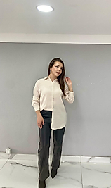 TAŞ RENGİ OVERSİZE GÖMLEK