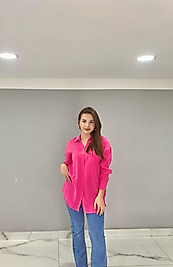 PEMBE OVERSİZE GÖMLEK