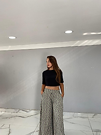 DESENLİ SATEN ETEK PANTOLON