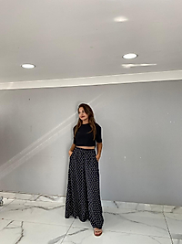 ÇITIR DESENLİ SİYAH BEYAZ PANTOLON