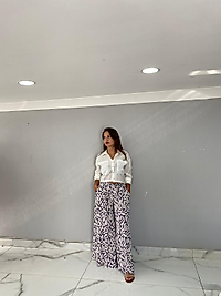 MOR BEYAZ BOL PAÇA PANTOLON